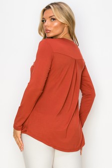 Women's Long Sleeve Choker Neck Keyhole Wrap Top style 3