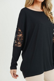 Women's Lace Dolman Sleeve Crewneck Top style 3