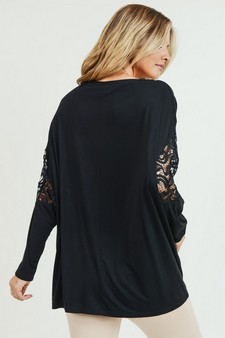 Women's Lace Dolman Sleeve Crewneck Top style 5