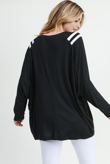 Women's Striped Shoulder Dolman Top style 5