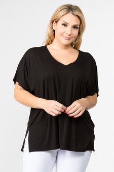 Women's Short Sleeve V-Neck Oversized Top