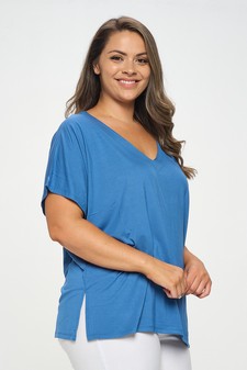 Women's Short Sleeve V-Neck Oversized Top style 2