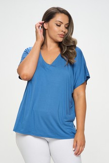 Women's Short Sleeve V-Neck Oversized Top style 4