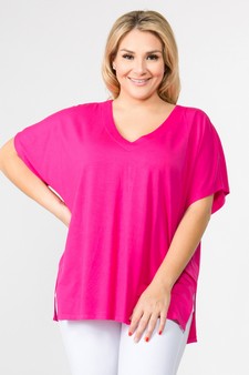 Women's Short Sleeve V-Neck Oversized Top style 2