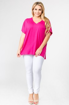 Women's Short Sleeve V-Neck Oversized Top style 5