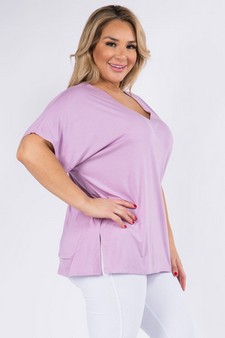 Women's Short Sleeve V-Neck Oversized Top style 3