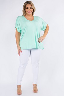 Women's Short Sleeve V-Neck Oversized Top style 4