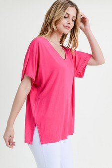 Women's Short Sleeve V-Neck Oversized Top style 2