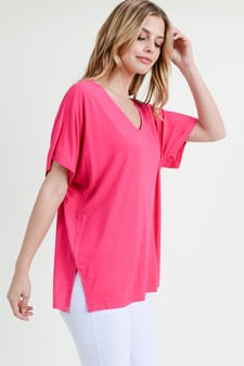 Women's Short Sleeve V-Neck Oversized Top style 3