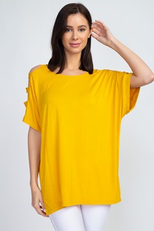 Women's Short Dolman Sleeve Top with Lattice Detail style 2