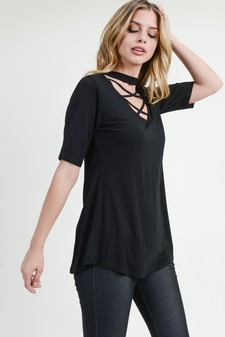 Women’s Choker Neck Strappy Detail Top style 2