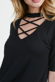 Women’s Choker Neck Strappy Detail Top style 4