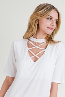 Women’s Choker Neck Strappy Detail Top style 6