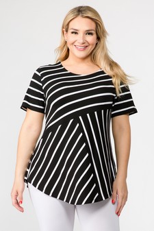 Women's Short Sleeve Striped Tunic Top style 2