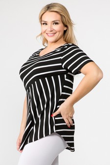 Women's Short Sleeve Striped Tunic Top style 3