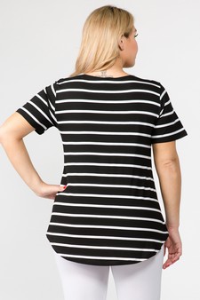 Women's Short Sleeve Striped Tunic Top style 4