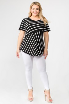 Women's Short Sleeve Striped Tunic Top style 5