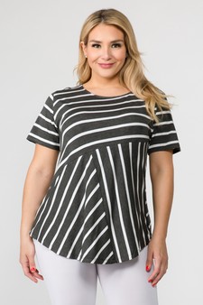 Women's Short Sleeve Striped Tunic Top style 2