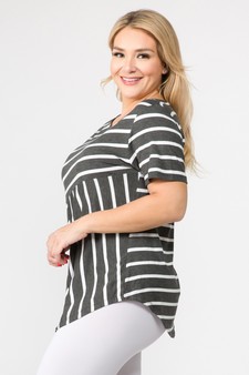 Women's Short Sleeve Striped Tunic Top style 3