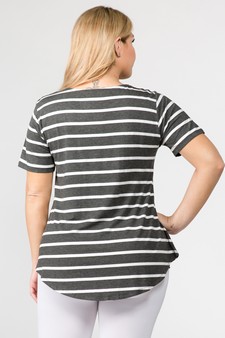 Women's Short Sleeve Striped Tunic Top style 4