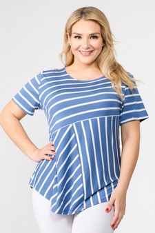 Women's Short Sleeve Striped Tunic Top style 2