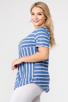 Women's Short Sleeve Striped Tunic Top style 3