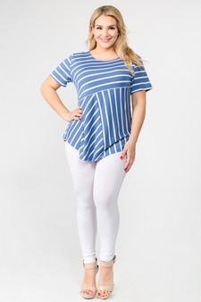 Women's Short Sleeve Striped Tunic Top style 5