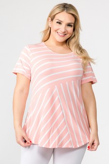 Women's Short Sleeve Striped Tunic Top style 2