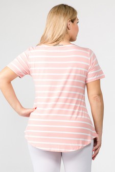 Women's Short Sleeve Striped Tunic Top style 4