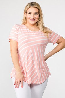 Women's Short Sleeve Striped Tunic Top