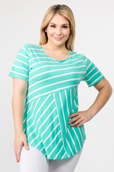 Women's Short Sleeve Striped Tunic Top