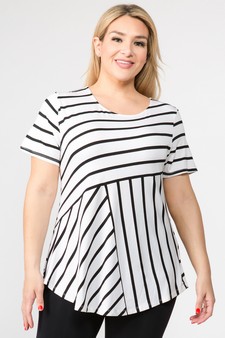 Women's Short Sleeve Striped Tunic Top style 2