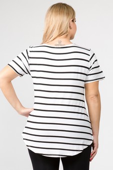 Women's Short Sleeve Striped Tunic Top style 4