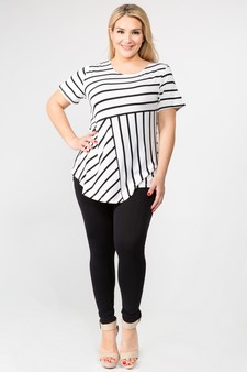 Women's Short Sleeve Striped Tunic Top style 5