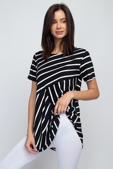 Women's Short Sleeve Striped Tunic Top style 3