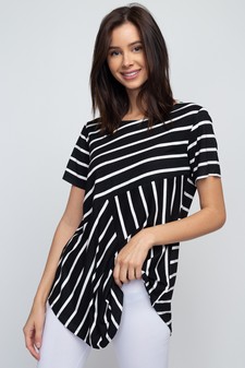 Women's Short Sleeve Striped Tunic Top style 4