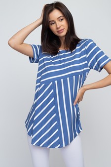 Women's Short Sleeve Striped Tunic Top style 2