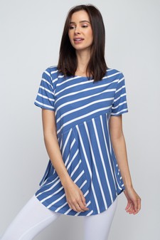Women's Short Sleeve Striped Tunic Top style 3