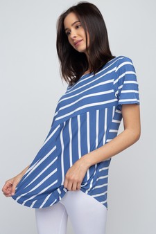 Women's Short Sleeve Striped Tunic Top style 4