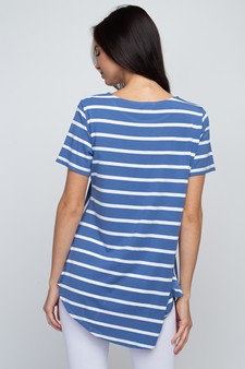 Women's Short Sleeve Striped Tunic Top style 5