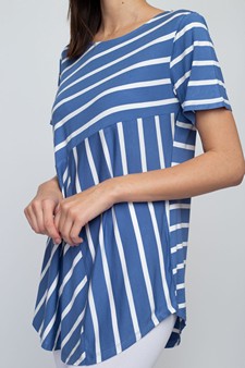 Women's Short Sleeve Striped Tunic Top style 6