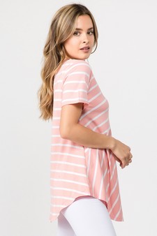 Women's Short Sleeve Striped Tunic Top style 2