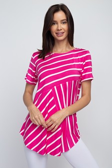 Women's Short Sleeve Striped Tunic Top style 2