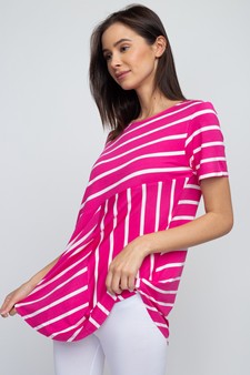 Women's Short Sleeve Striped Tunic Top style 3