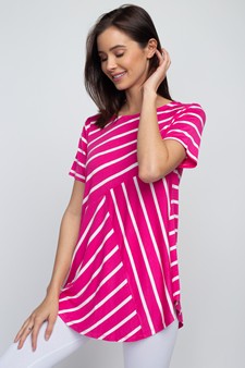 Women's Short Sleeve Striped Tunic Top style 4