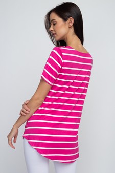 Women's Short Sleeve Striped Tunic Top style 5