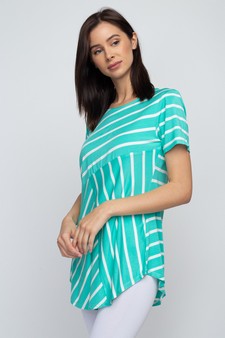 Women's Short Sleeve Striped Tunic Top style 3