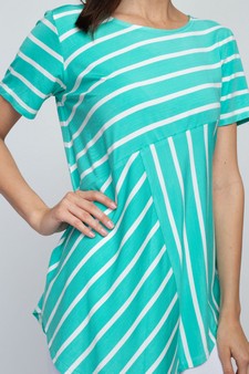 Women's Short Sleeve Striped Tunic Top style 6