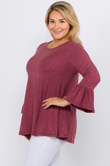 Women's 3/4 Bell Sleeve Top - Plus Size style 2