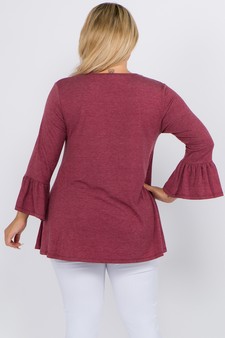 Women's 3/4 Bell Sleeve Top - Plus Size style 3